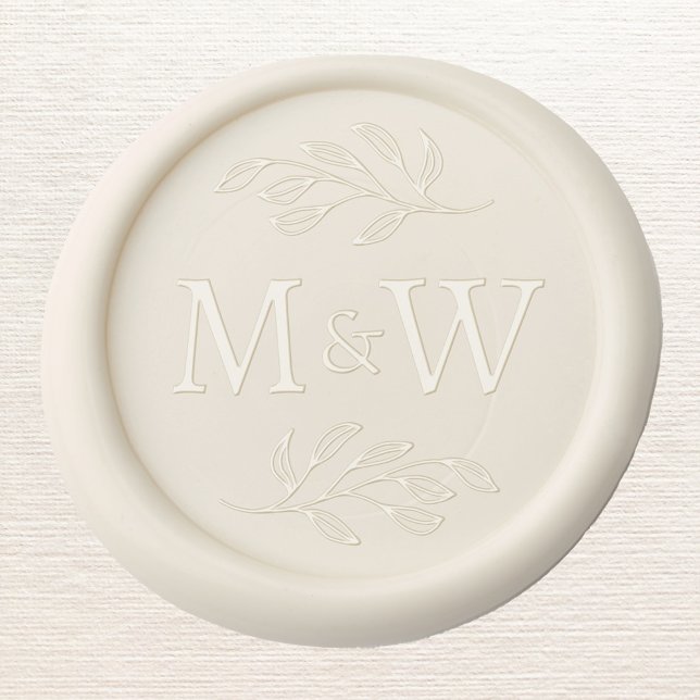 Wedding Couple Monogram Elegant Botanical Wax Seal Sticker (Wedding couple botanical monogram initials wax seal sticker)