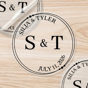 Wedding Couple Monogram Elegant Classic Round Sticker