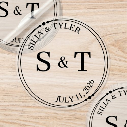 Wedding Couple Monogram Elegant Classic Round Sticker