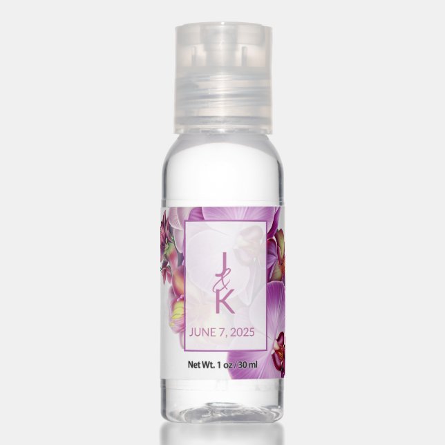 Wedding Couple Monogram Favors Travel Bottle Set Hand Sanitizer (Front)
