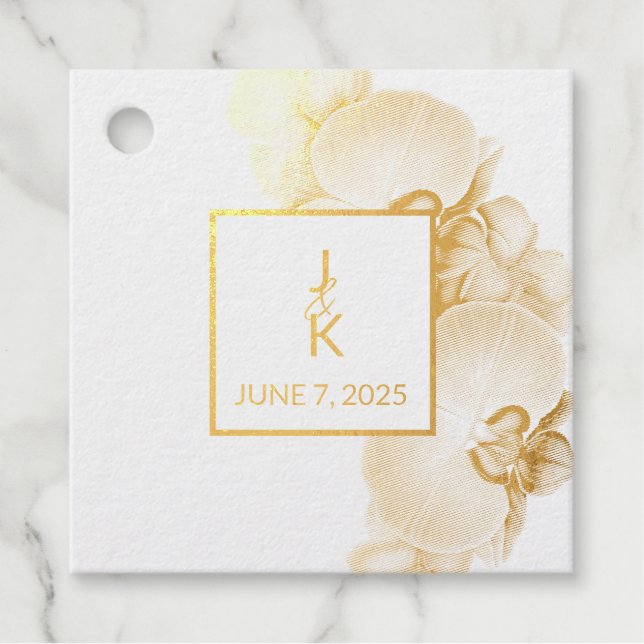 Wedding Couple Monogram Foil Favor Tag (Front)