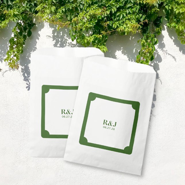 Wedding Couple Monogram Green Favor Bag (Wedding Couple Monogram Green Favor Bags)