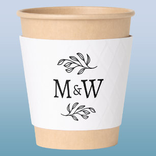 Wedding Couple Monogram Initials Botanical Coffee Cup Sleeve