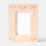 Wedding Couple Monogram Initials Date Personalized Engraved Frames<br><div class="desc">Add a touch of class to your favorite wedding photo with this unique personalized couple monogram initials and wedding date botanical leaves design. Modern, minimalist and simple serif font for a sophisticated look. Makes a lovely engagement, wedding or anniversary present for the bride and groom. Original art by Nic Squirrell....</div>