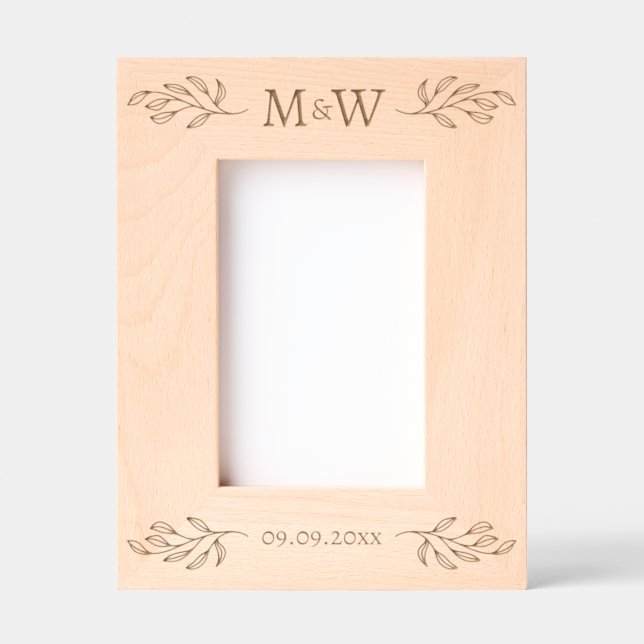 Wedding Couple Monogram Initials Date Personalized Engraved Frames (Front)