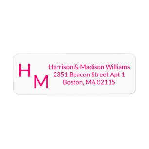 Wedding couple monogram initials Return Address Label