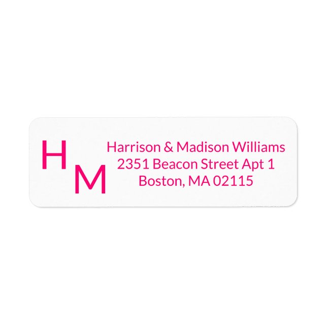 Wedding couple monogram initials Return Address Label (Front)