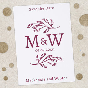 Wedding Couple Monogram Initials Save the Date Letterpress Photo Cards