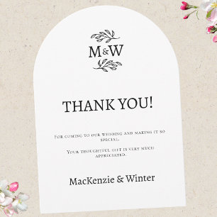 Wedding Couple Monogram Initials Thank You Card