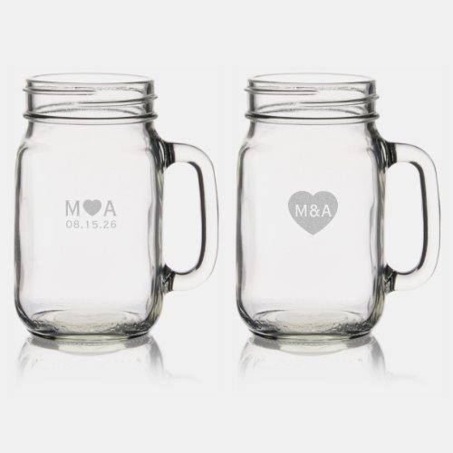 Wedding Couple Monogram Love Heart Glasses