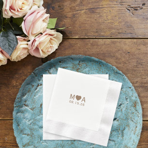 Wedding Couple Monogram Love Heart Napkins