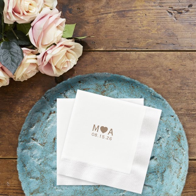 Wedding Couple Monogram Love Heart Napkins (Creator Uploaded)
