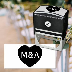 Wedding Couple Monogram Love Heart Self-inking Stamp