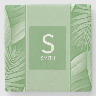 Wedding Couple Monogram Marble Coaster