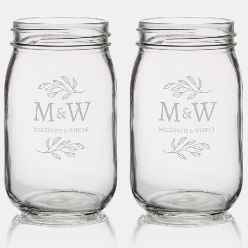 Wedding Couple Monogram Names Elegant Botanical