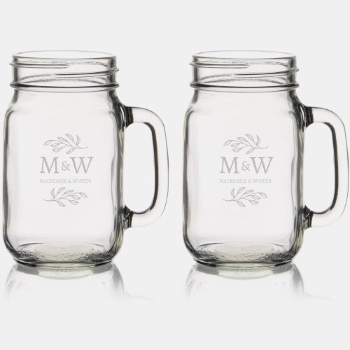 Wedding Couple Monogram Names Elegant Botanical