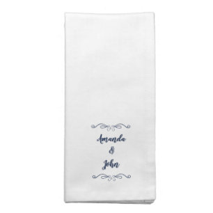 Wedding Couple Monogram Names Modern Blue Dinner Cloth Napkin