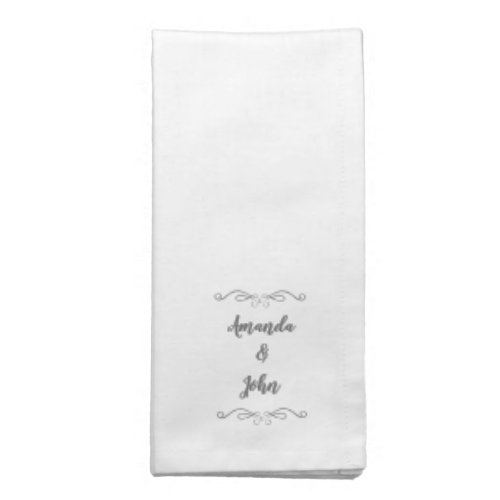 Wedding Couple Monogram Names Modern Gray White Cloth Napkin