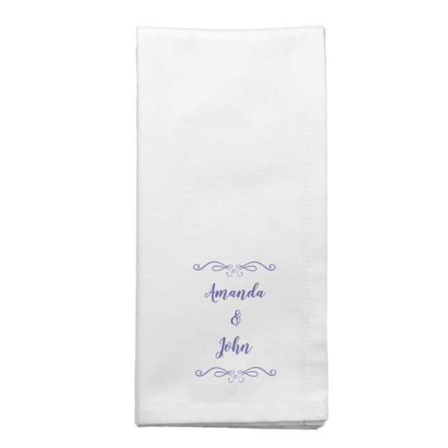 Wedding Couple Monogram Names Modern Periwinkle Cloth Napkin (Folded)