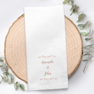 Wedding Couple Monogram Names Modern Rose Gold Cloth Napkin