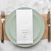 Wedding Couple Monogram Names Modern Sage Green Cloth Napkin