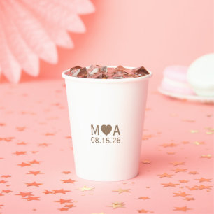 Wedding Couple Monogram Paper Cups