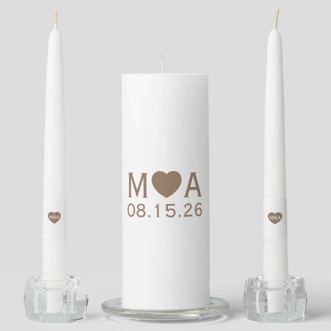 Wedding Couple Monogram Unity Candle Set (Front)