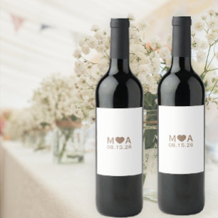 Wedding Couple Monogram Wine Label