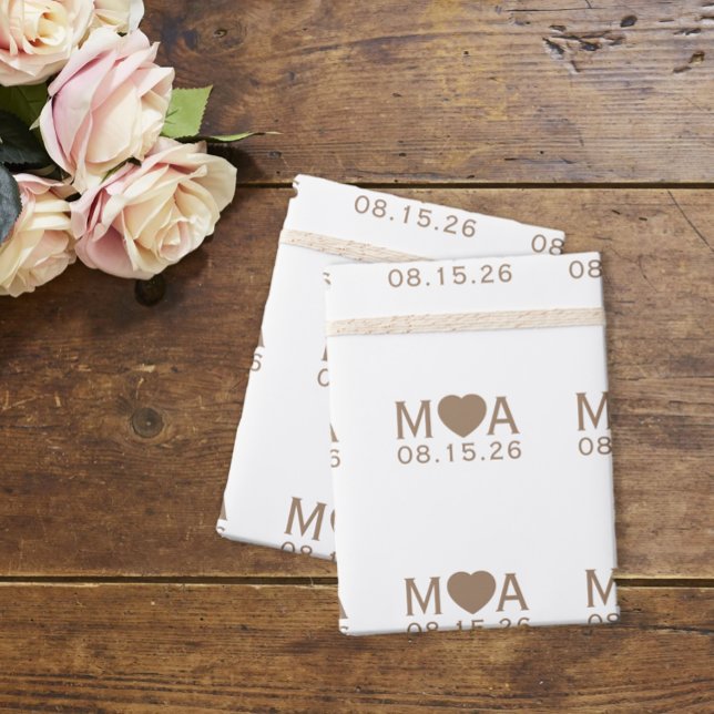 Wedding Couple Monogram Wrapping Paper (Creator Uploaded)
