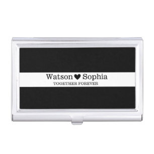Wedding Couple Name   Black White Business Card Case