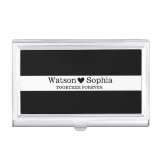 Wedding Couple Name | Black White Business Card Case