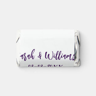 Wedding couple. Name date purple simple minimal mo Hershey's Miniatures