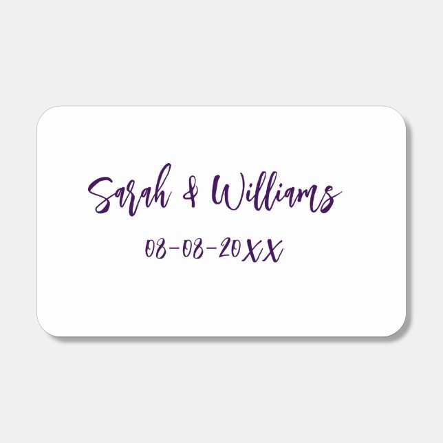 Wedding couple. Name date purple simple minimal mo Matchboxes (Front)
