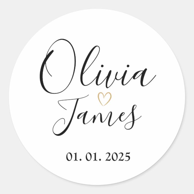 Wedding Couple Name Labels | Round White  (Front)