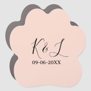 Wedding couple name letter date red pastel backgro car magnet