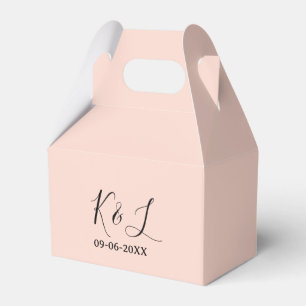 Wedding couple name letter date red pastel backgro favor boxes