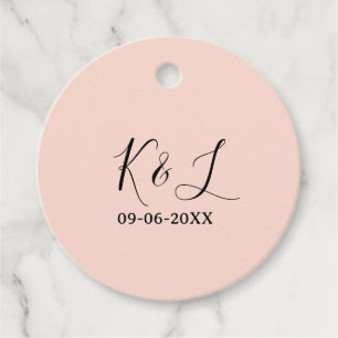 Wedding couple name letter date red pastel backgro favor tags