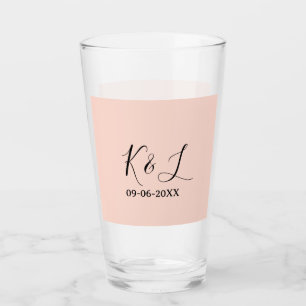 Wedding couple name letter date red pastel backgro glass