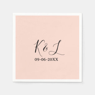 Wedding couple name letter date red pastel backgro napkins