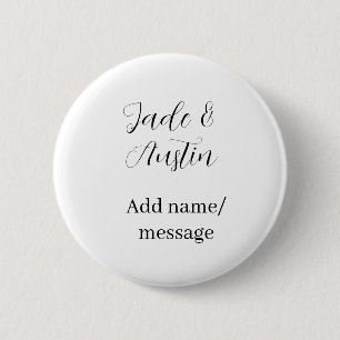 Wedding couple name message date romantic elegant button
