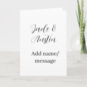 Wedding couple name message date romantic elegant  card