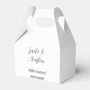 Wedding couple name message date romantic elegant  favor boxes
