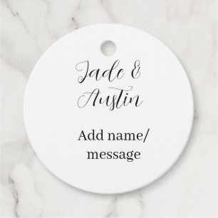 Wedding couple name message date romantic elegant favor tags
