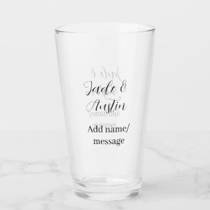 Wedding couple name message date romantic elegant  glass