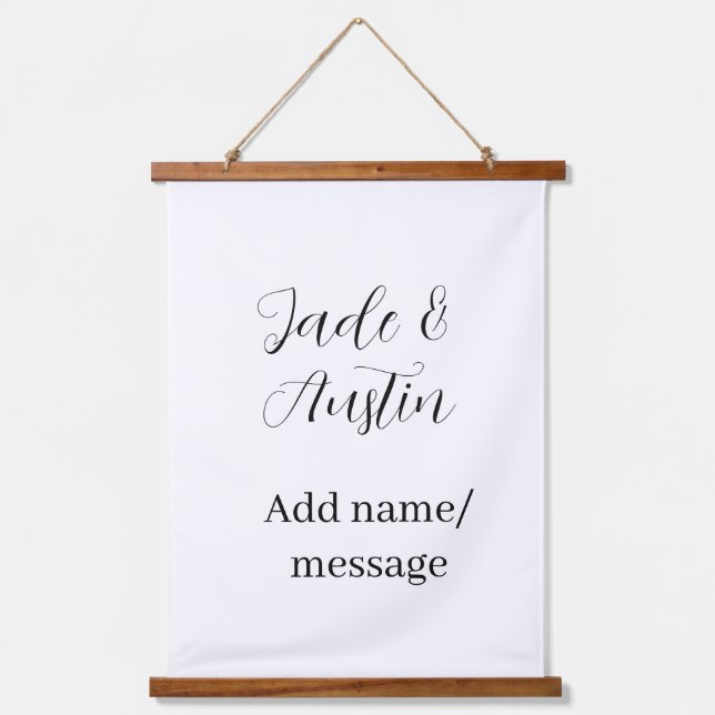 Wedding couple name message date romantic elegant  hanging tapestry (Front)