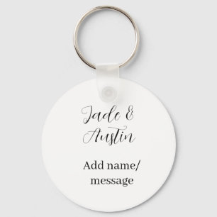 Wedding couple name message date romantic elegant keychain
