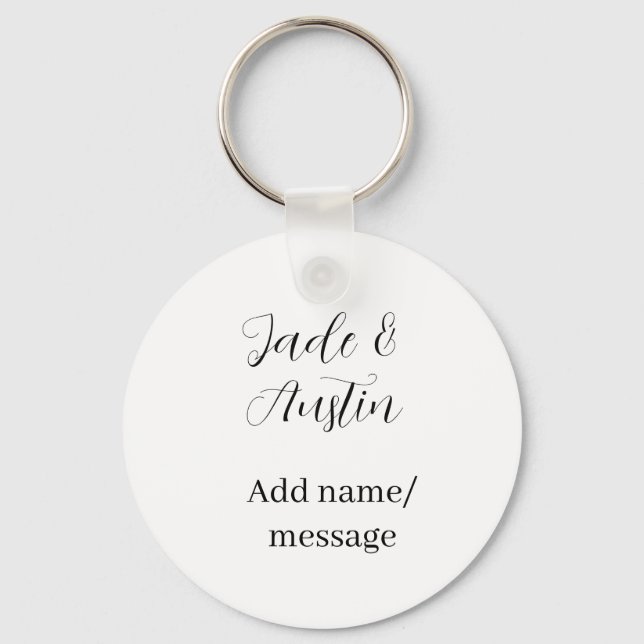 Wedding couple name message date romantic elegant  keychain (Front)