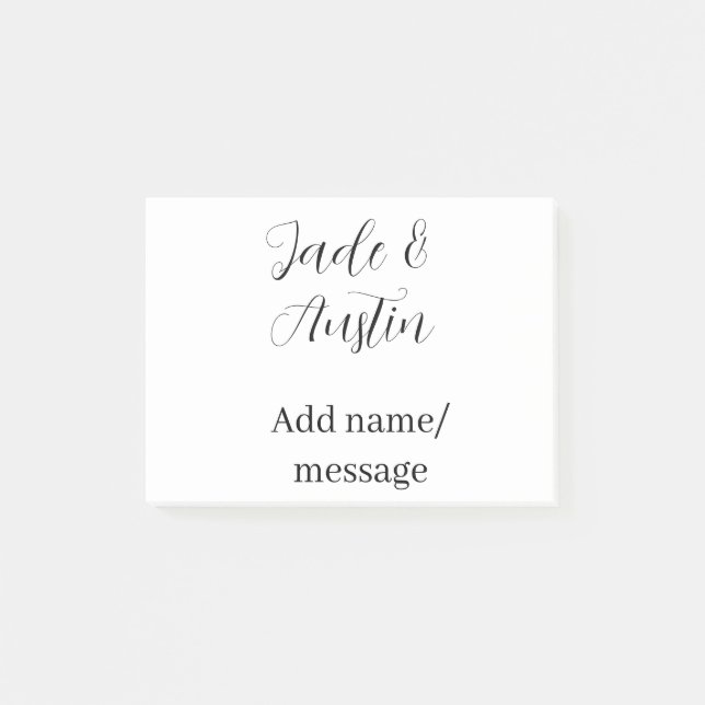 Wedding couple name message date romantic elegant  post-it notes (Front)