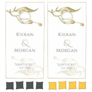 Wedding Couple Name Wildflower Daisy Elegant Cornhole Set