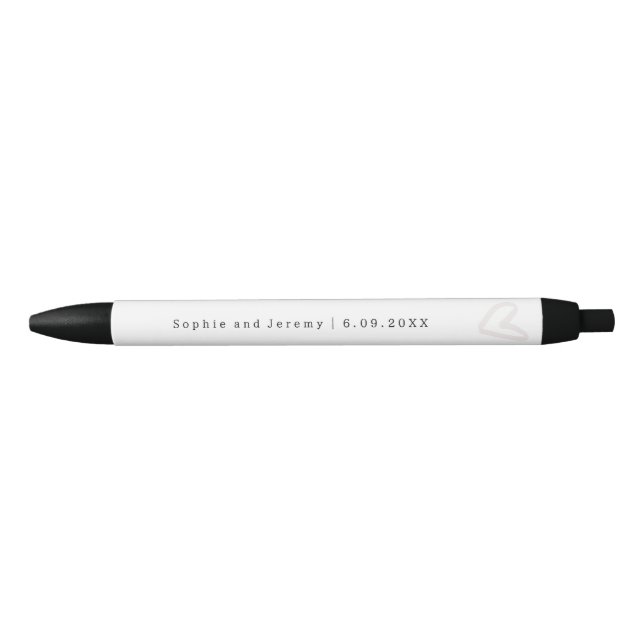 Wedding Couple Names Ecru Heart Pen (Front)